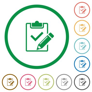 Fill out checklist outlined flat icons clipart