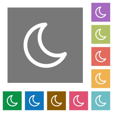 Moon şekil kare düz simgeler