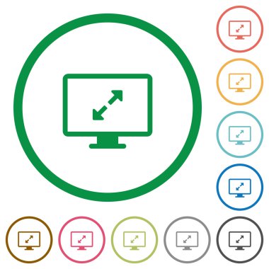 Ekran çözünürlüğü düz simgeler özetlenen