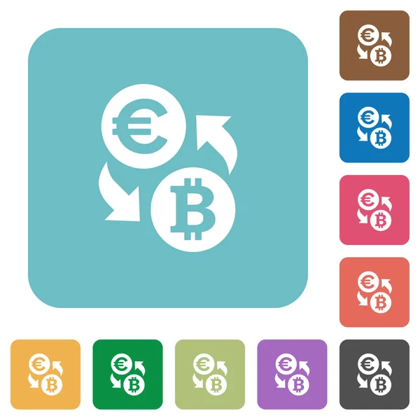 Euro plano Bitcoin iconos de cambio — Vector de stock