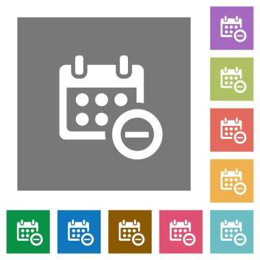 Takvimden Kaldır kare düz simgeler