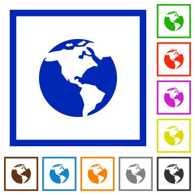 Dünya düz simgeler çerçeveli