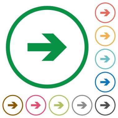 Sağ ok düz simgeler özetlenen