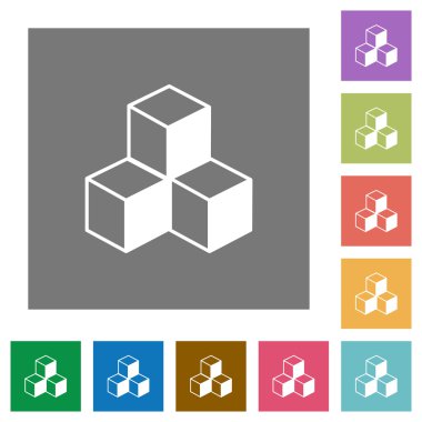 Isometric cubes square flat icons clipart