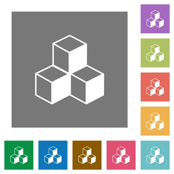 Cubos isométricos ícones planos quadrados —  Vetores de Stock
