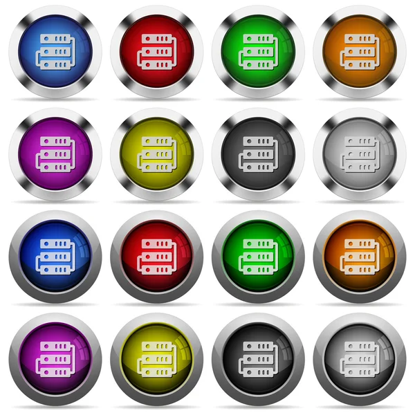 Servers glossy button set — Stock Vector