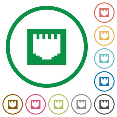 Düz simgeler Ethernet bağlayıcı özetlenen