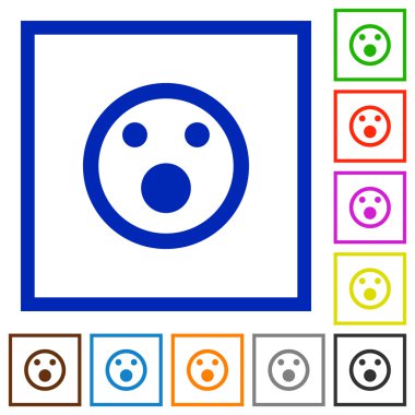 Şok ifade düz simgeler çerçeveli