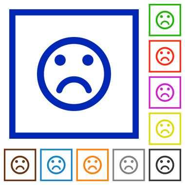 Üzgün ifade düz simgeler çerçeveli