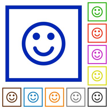 İfade gülümseyen düz simgeler çerçeveli