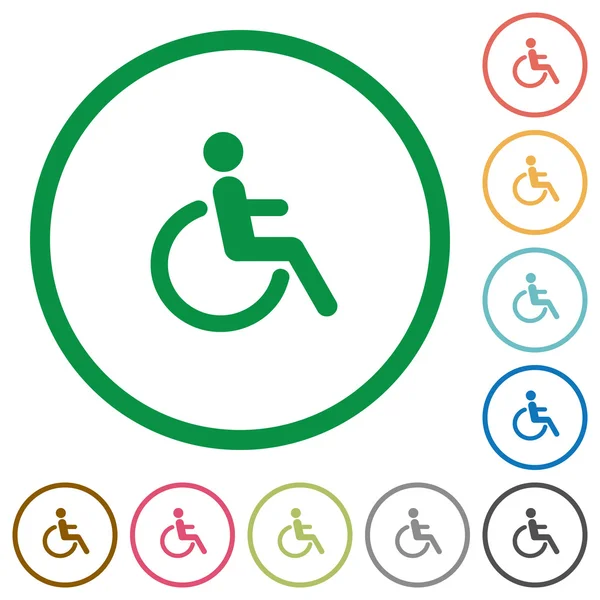 Discapacidad delineada iconos planos — Vector de stock
