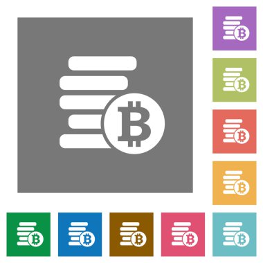 Bitcoins düz simgeler kare