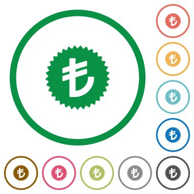 Türk Lirası etiket düz simgeler özetlenen