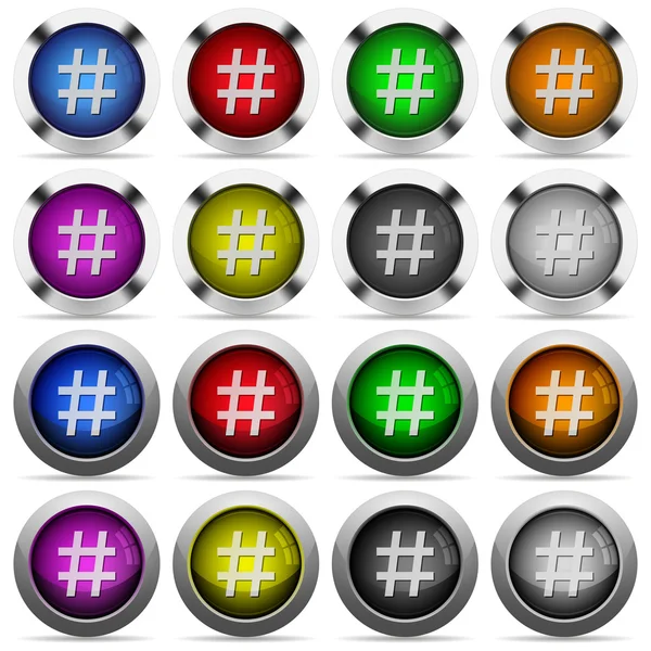 Conjunto de botões brilhantes Hashtag — Vetor de Stock