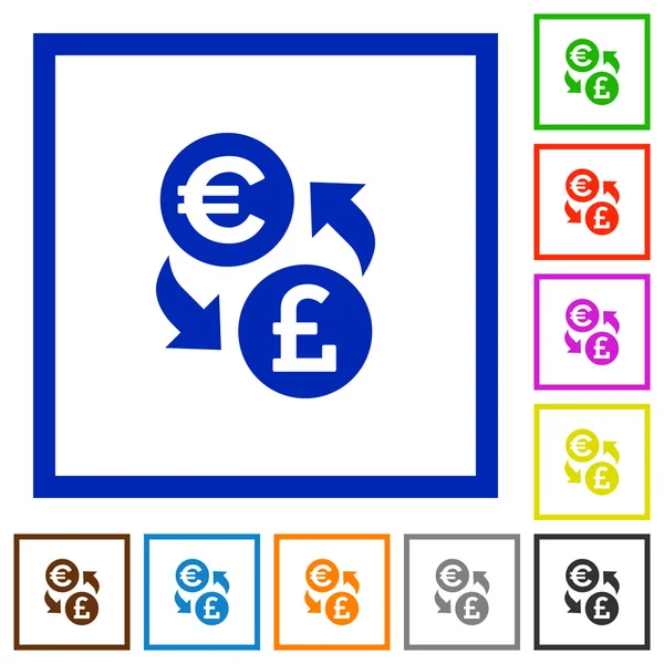 Euro Libra intercambio enmarcado iconos planos — Vector de stock