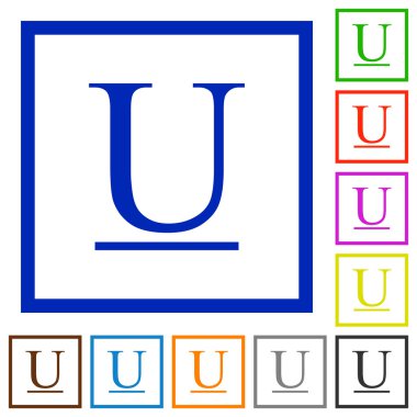 Altı çizili yazı tipi düz simgeler çerçeveli
