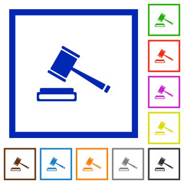 Açık artırma çekiç düz simgeler çerçeveli