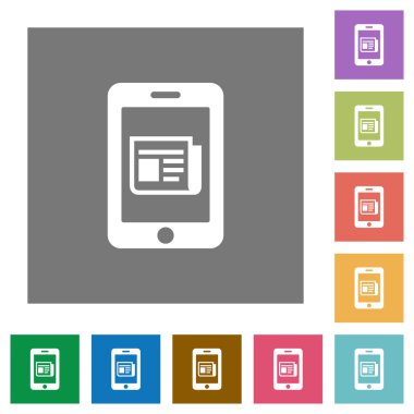 Mobil haber yüklemesi kare düz simgeler