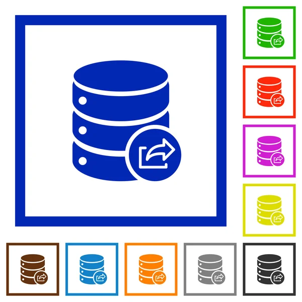 Exportar base de datos enmarcada iconos planos — Vector de stock