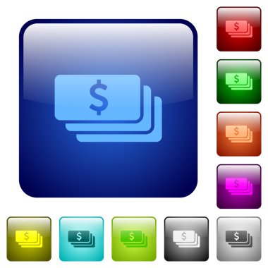 Doları banknot kare düğmeleri renk