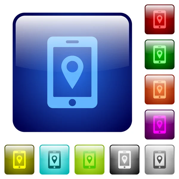 Colore pulsanti quadrati di navigazione mobile — Vettoriale Stock