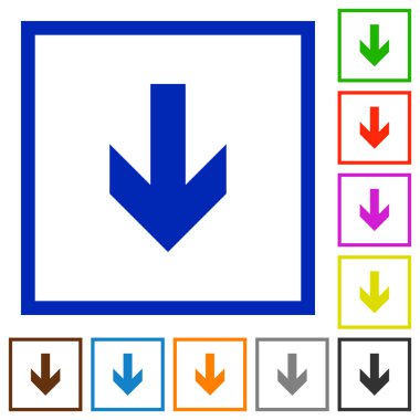 Ok aşağı düz simgeler çerçeveli