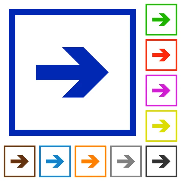 Rechter Pfeil gerahmte flache Symbole — Stockvektor
