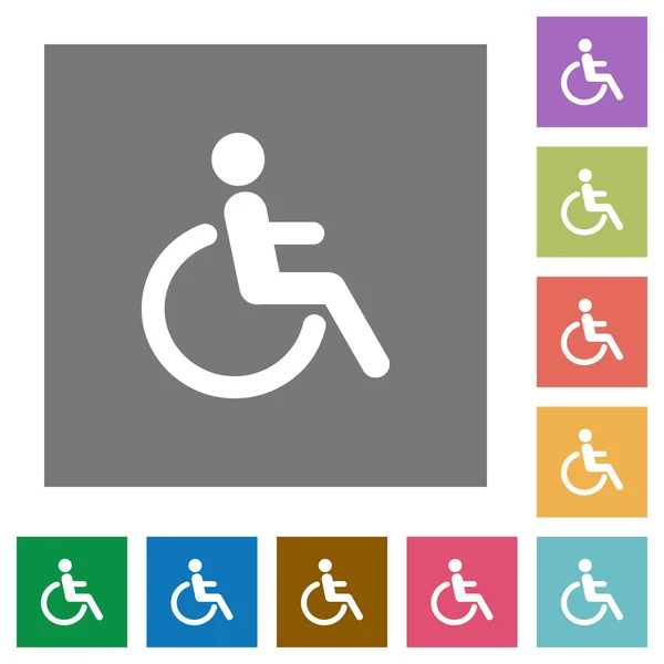 Iconos planos cuadrados de discapacidad — Vector de stock