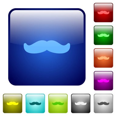 Yuvarlak kare renkli parlak düğmeli bıyık simgeleri