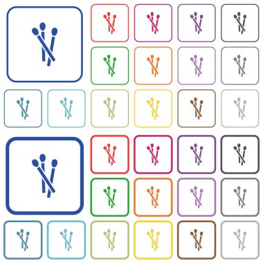 Yuvarlak kare çerçevelerdeki düz renkli simgelerle eşleşir. İnce ve kalın versiyonlar dahil.