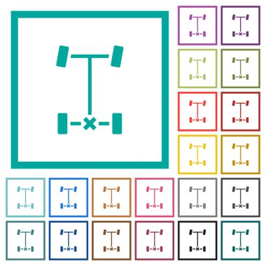 Arka diferansiyel kilit düz renk simgeleri beyaz arkaplanda çeyrek çerçeve ile