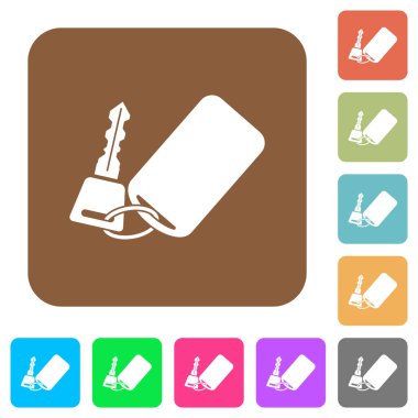 Yuvarlak kare renkli arkaplanda uzaktan kumandalı düz simgeli araba anahtarı.