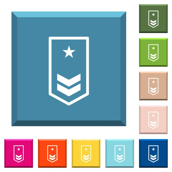 Znaki Militarne Dwoma Szewronami Jedną Gwiazdką Białe Ikony Krawędziach Kwadratowych — Wektor stockowy
