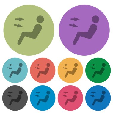 Araba hava akışı yönü baş göğüs daha koyu düz simgeler renk yuvarlak arkaplan