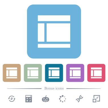 Renkli yuvarlak kare arkaplan üzerine iki sütunlu beyaz düzlem simgesi. 6 bonus simgesi dahil