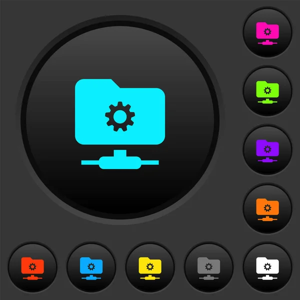 Configurações Ftp Botões Escuros Com Ícones Cores Vivas Fundo Cinza — Vetor de Stock