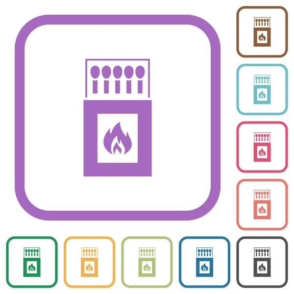 Box of matches simple icons in color rounded square frames on white background — Stock Illustration Box Matches Simple Icons Color Rounded Square Frames White Background Stock Illustration