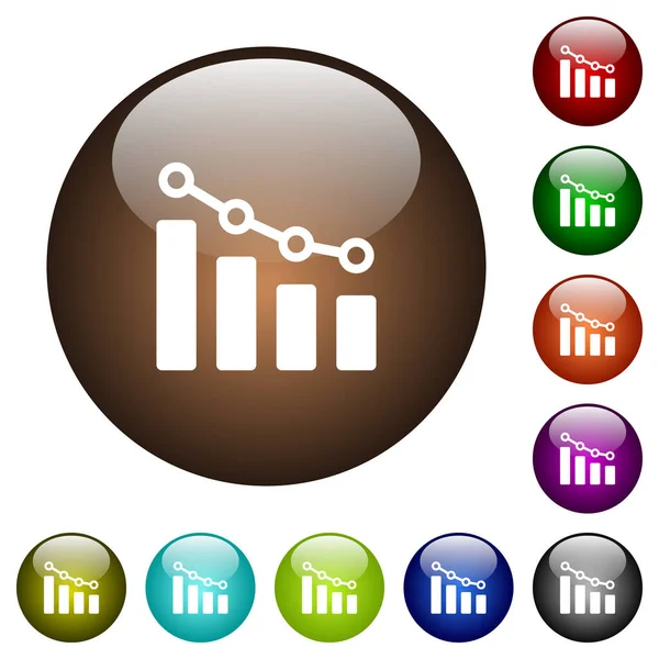 Bar Grafikon Körök Vonalak Fehér Ikonok Kerek Üveg Gombok Több — Stock Vector