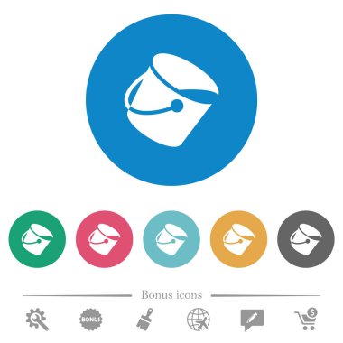 Yuvarlak renkli arka planlarda düz beyaz renkli boya. 6 bonus simgesi dahil.