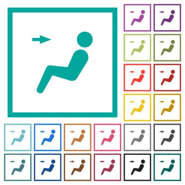 Araba hava akışı yönü baş düz renk simgeleri beyaz arkaplanda çeyrek çerçeve ile