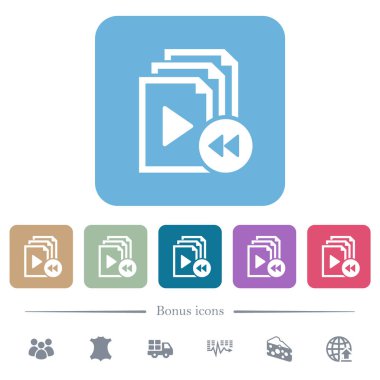 Renkli yuvarlak kare arkaplan üzerinde hızlı beyaz düz simgeler çalacak. 6 bonus simgesi dahil