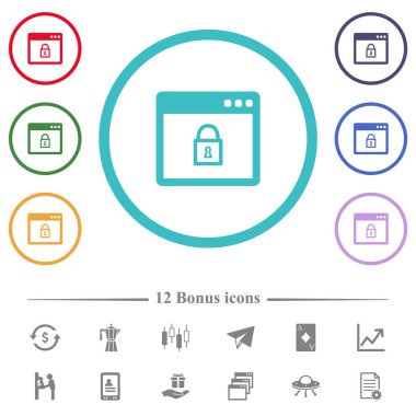 Uygulama düz renk simgelerini daire şeklindeki çizgilere kilitle. 12 bonus simgesi dahil.