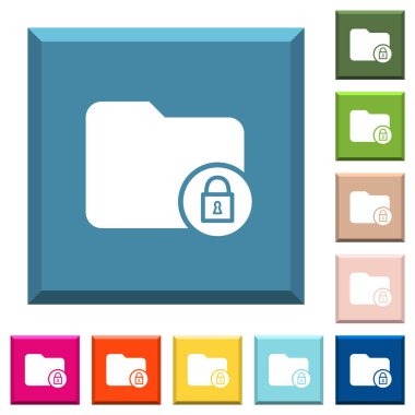 Kenarlı kare düğmelerindeki beyaz dizin simgelerini çeşitli moda renklerinde kilitle