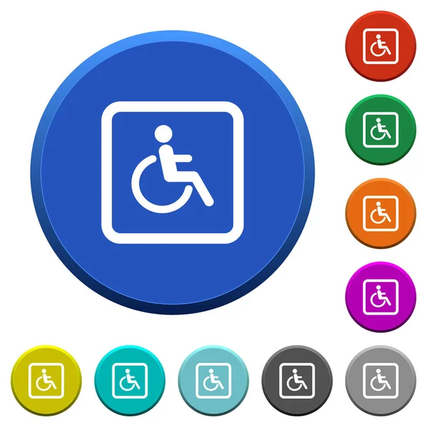 Handicapped Parcheggio Rotondo Colori Pulsanti Smussati Con Superfici Lisce Icone — Vettoriale Stock