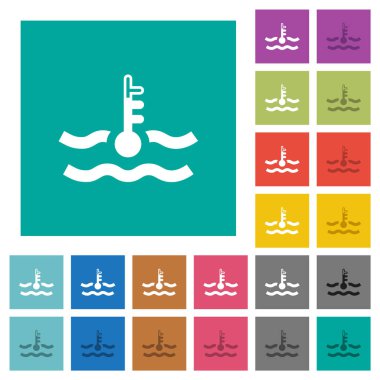 Sade kare arka planlarda çok renkli çok renkli motor soğutucu simgeleri. Uçan veya etkin efektler için beyaz ve koyu simge varyasyonları.