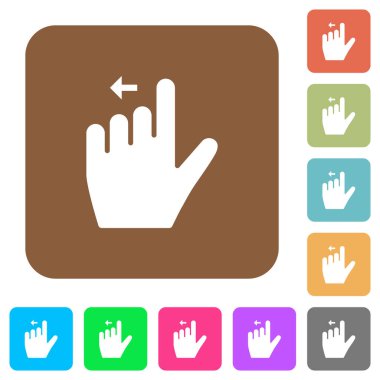 Sol el hareket düz jest simgeleri yuvarlak kare canlı arkaplan.