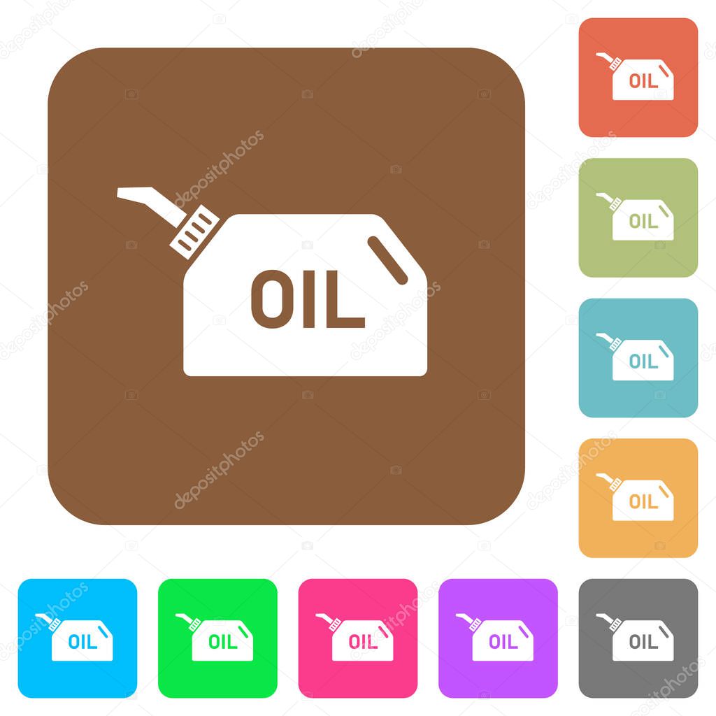 Oiler flat icons on rounded square vivid color backgrounds.