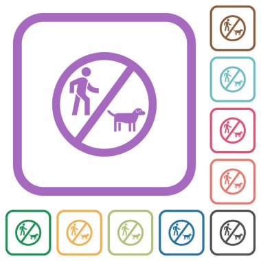 Beyaz arkaplanda yuvarlak kare çerçeveli basit köpek yürütme simgeleri yok