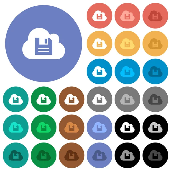 Cloud Storage Multi Icone Piatte Colorate Sfondi Rotondi Incluse Varianti — Vettoriale Stock