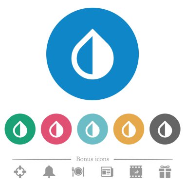 Yuvarlak renkli arkaplanda düz beyaz simgeleri tersine çevir. 6 bonus simgesi dahil.